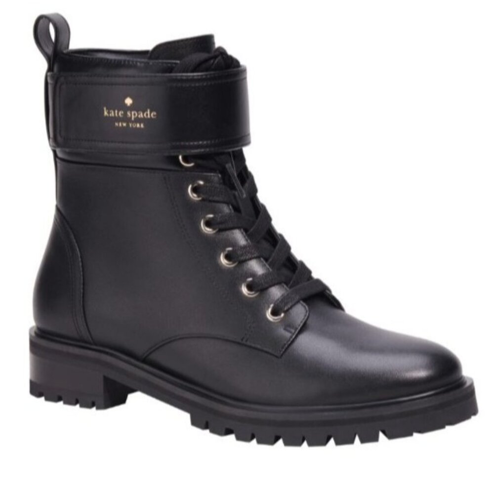 Kate Spade New York Joplin Leather Lug Sole Women's Boots Black Size 6